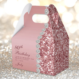 Caja Para Regalos Elegante Rosa Oro 80 cumpleaños