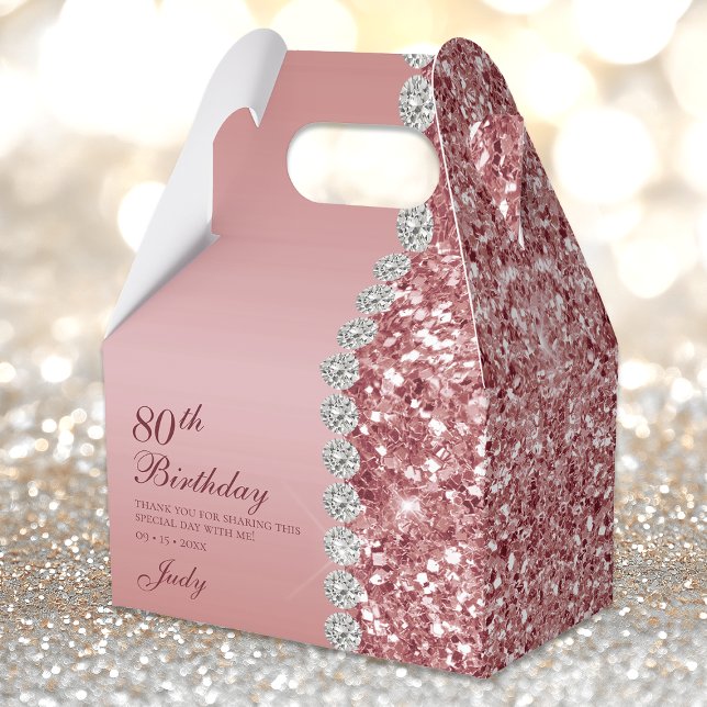 Caja Para Regalos Elegante Rosa Oro 80 cumpleaños (Subido por el creador)