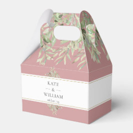 Caja Para Regalos Elegante Rosa Polvorienta Verde Esmeralda Boda