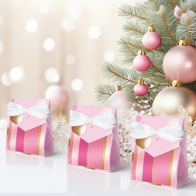 Caja Para Regalos Elegante rosa y metálico (Beautiful Berry and Baby Pink and Gold Favor Boxes)