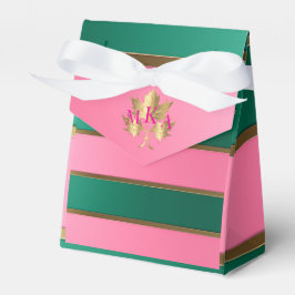 Caja Para Regalos Elegante rosa y verde monogramado