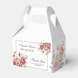 Caja Para Regalos Elegante Rubor Floral Rosa Quinceañera Cumpleaños