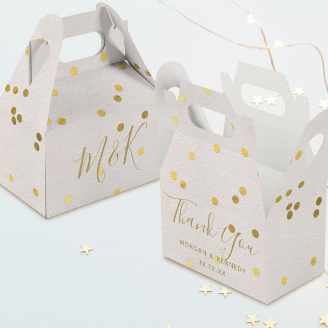 Caja Para Regalos Elegante Rubor Pink Gold Confetti Gracias Boda (Bridal Blush Pink Gold Confetti Thank You Wedding Favor Boxes)