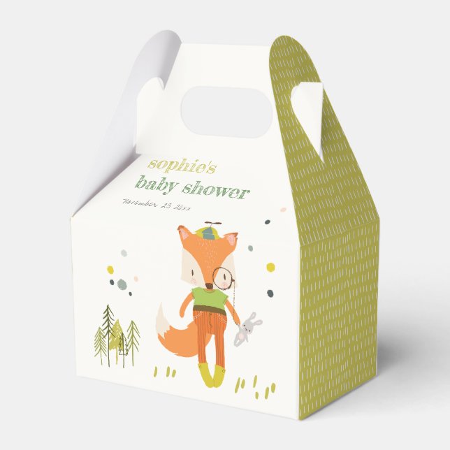Caja Para Regalos Elegante Rustic Cute Woodland Fun Fox Baby Shower (Reverso)