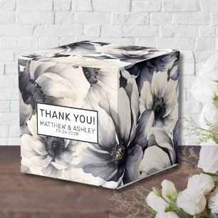 Caja Para Regalos Elegante Rústico Boda Floral Blanco Negro