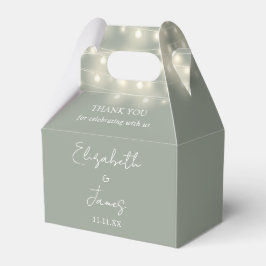 Caja Para Regalos Elegante Sage Green String Lights Boda Gracias