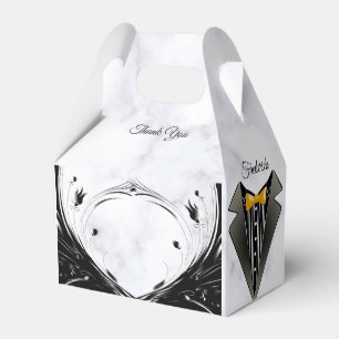 Caja Para Regalos Elegante Silueta Negra Moderna sobre Mármol Blanco