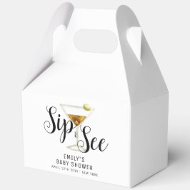 Caja Para Regalos Elegante Sip & See Martini Cocktail Baby Shower