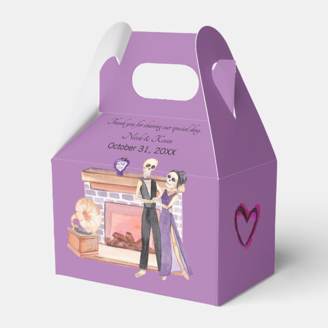 Caja Para Regalos Elegante Skeleton Couple Favor Box (Front Side)