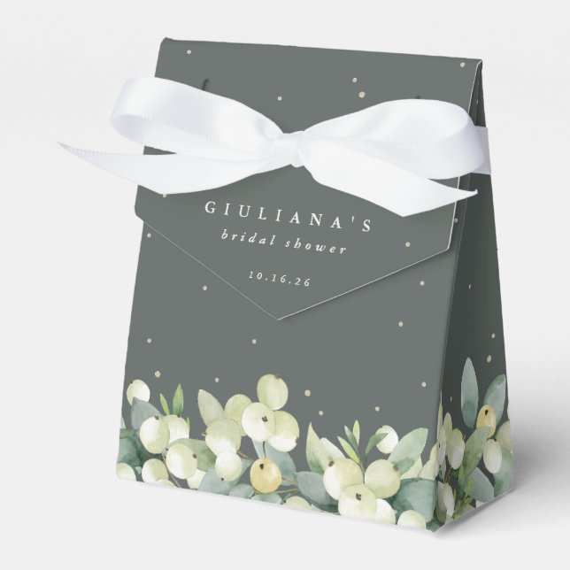 Caja Para Regalos Elegante Snowberry verde + Eucalyptus Bridal Showe (Front Side)