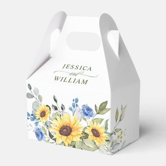 Caja Para Regalos Elegante Sunflowers Eucalyptus Floral Gift Boda (Front Side)
