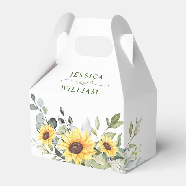 Caja Para Regalos Elegante Sunflowers Eucalyptus Floral Gift Boda (Front Side)
