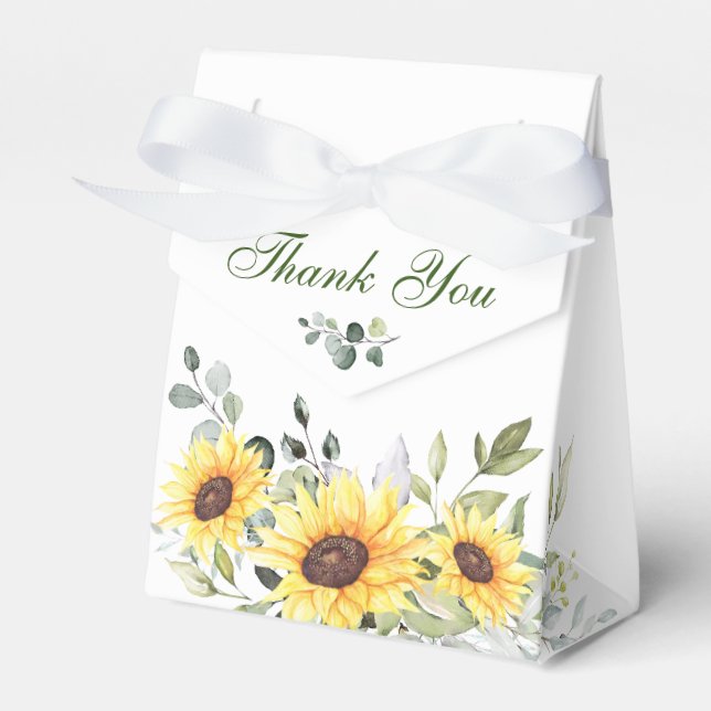 Caja Para Regalos Elegante Sunflowers Eucalyptus Floral Gift Boda (Front Side)
