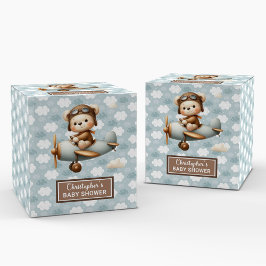 Caja Para Regalos Elegante Teddy Bear Pilot Blue Party FavBox