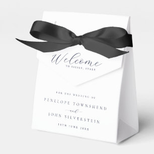Caja Para Regalos Elegante Texto de Letra Serif Bienvenida Boda