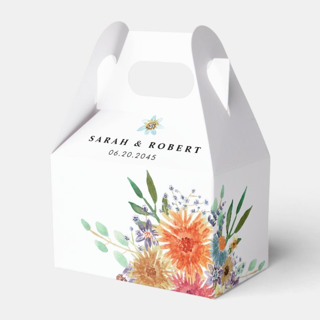 Caja Para Regalos Elegante Vegetación Acuarela Ducha Bridal (Front Side)