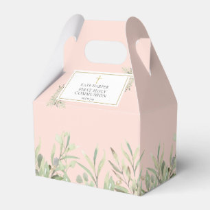 Caja Para Regalos Elegante vegetación de color rosa para Primera Com