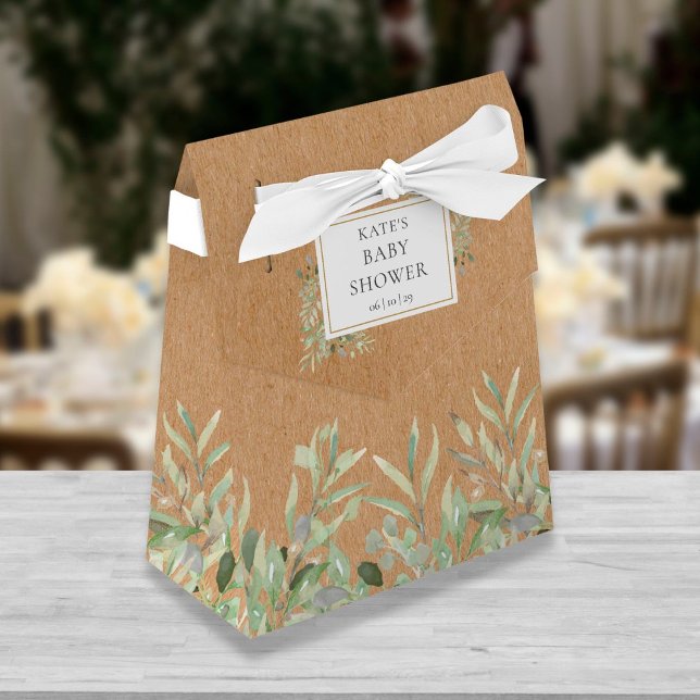 Caja Para Regalos Elegante vegetación Foliage Rustic Kraft Baby Show (Subido por el creador)
