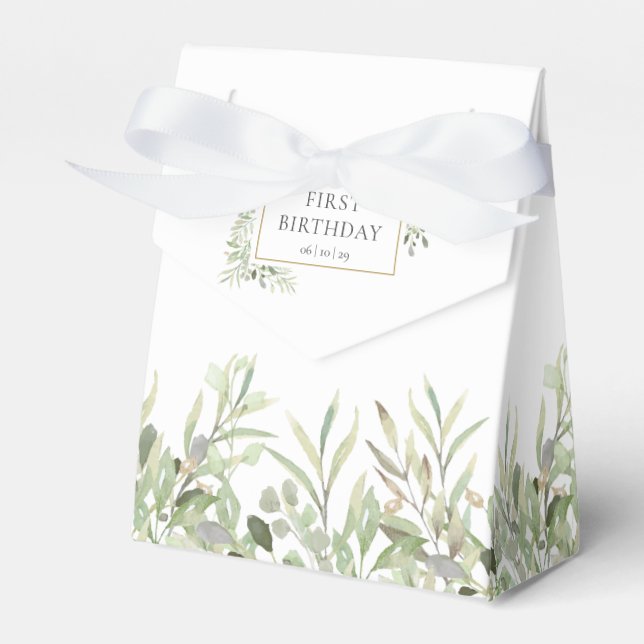 Caja Para Regalos Elegante verde Foliage Birthday Favor Box (Front Side)