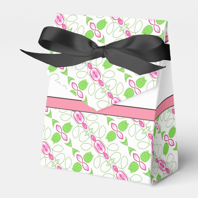 Caja Para Regalos Elegante Verde Rosa Y Blanco (Front Side)