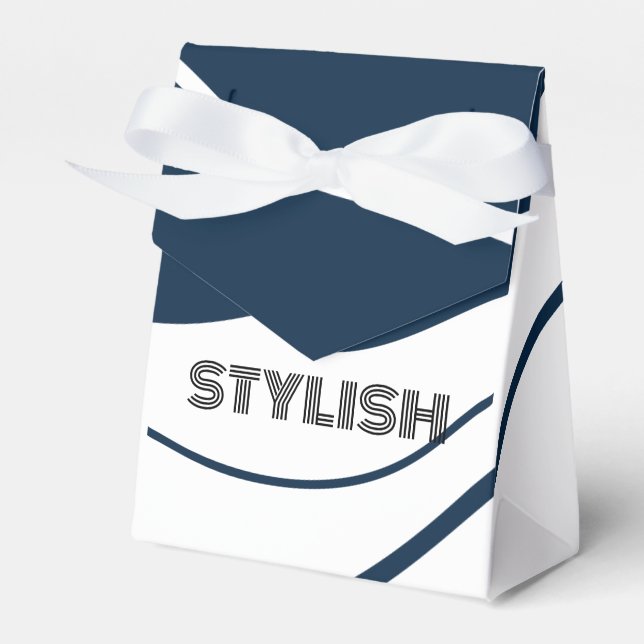 Caja Para Regalos Elegante y moderno azul y blanco (Front Side)