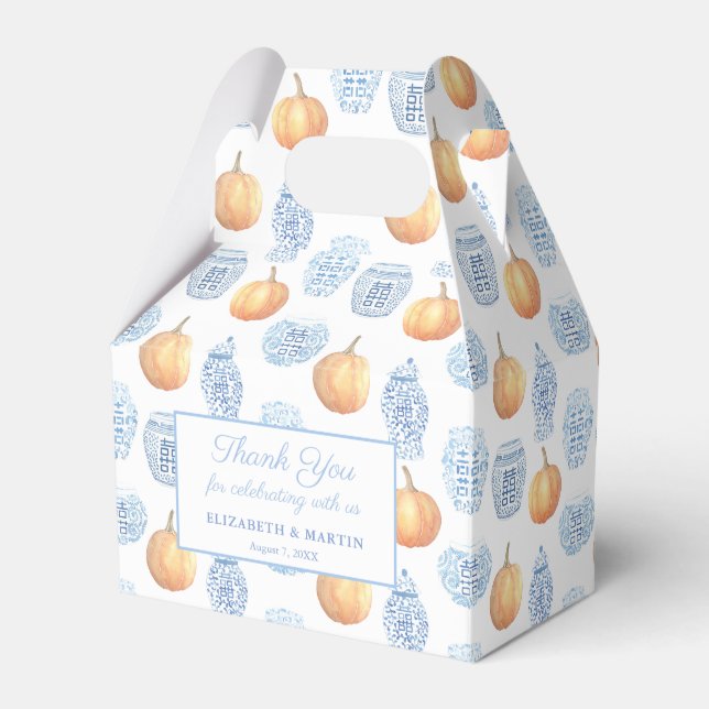 Caja Para Regalos Elegantes calabazas Chinoiserie ducha de bodas oto (Front Side)