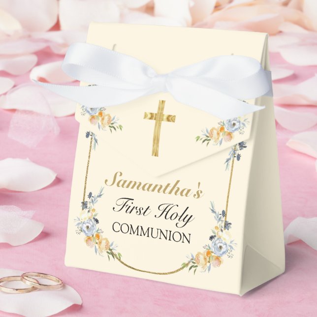 Caja Para Regalos Elegantes Chicas Crema Floral 1ª Santa Comunión (Boda)