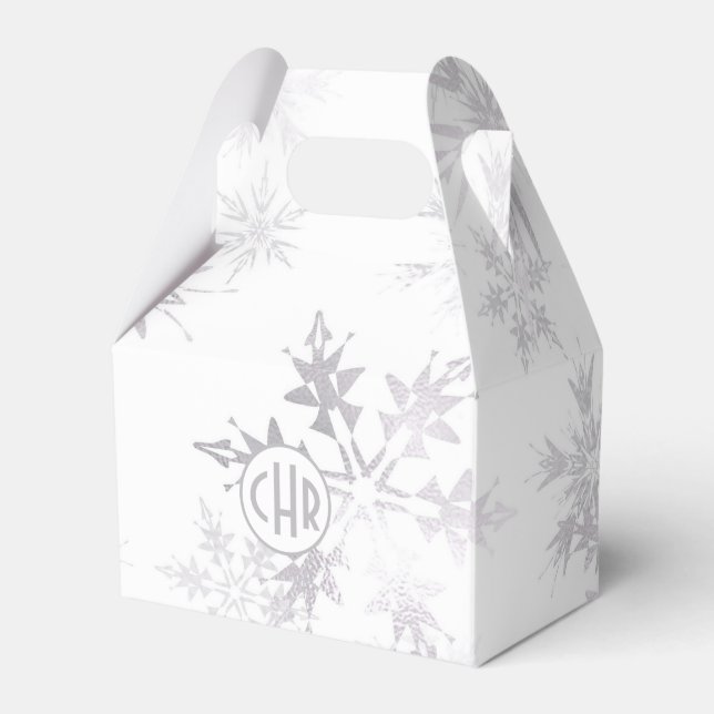 Caja Para Regalos Elegantes copos de nieve en invierno blanco (Front Side)