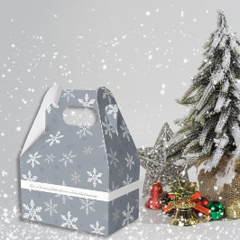 Caja Para Regalos Elegantes diseños de copos de nieve gris