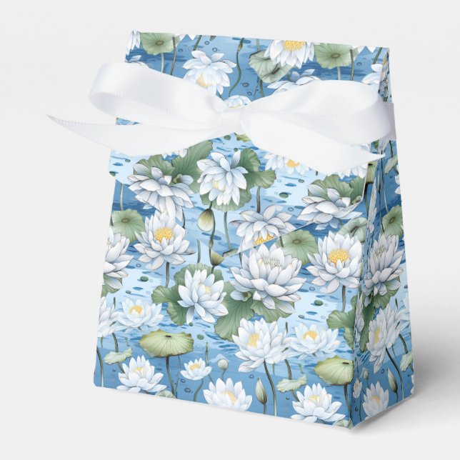 Caja Para Regalos Elegantes flores de loto floral de azulejos (Front Side)