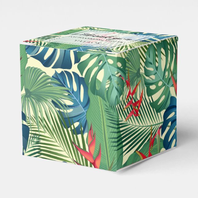 Caja Para Regalos Elegantes flores palmas Monstera (Costado Anverso)