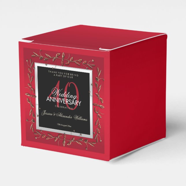Caja Para Regalos Elegantes joyas de rubí 40° aniversario Boda (Costado Anverso)