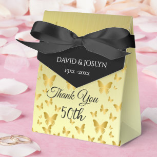 Caja Para Regalos Elegantes mariposas de oro 50° aniversario Boda