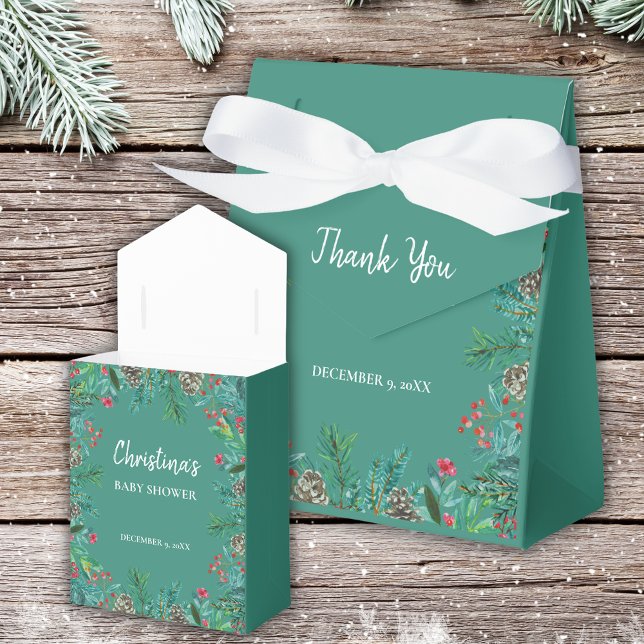 Caja Para Regalos Elegantes Navidades de acuarela Baby Shower Green (Subido por el creador)