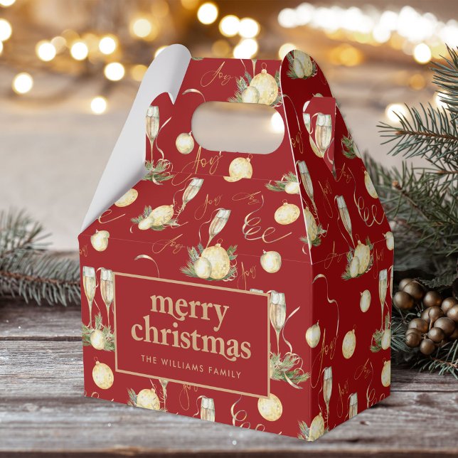 Caja Para Regalos Elegantes Navidades Fiesta Patrón Oro Rojo (Subido por el creador)