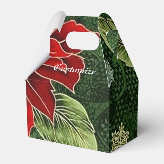 Caja Para Regalos Elegantes Navidades Poinsettia Gable Favor Box (Front Side)