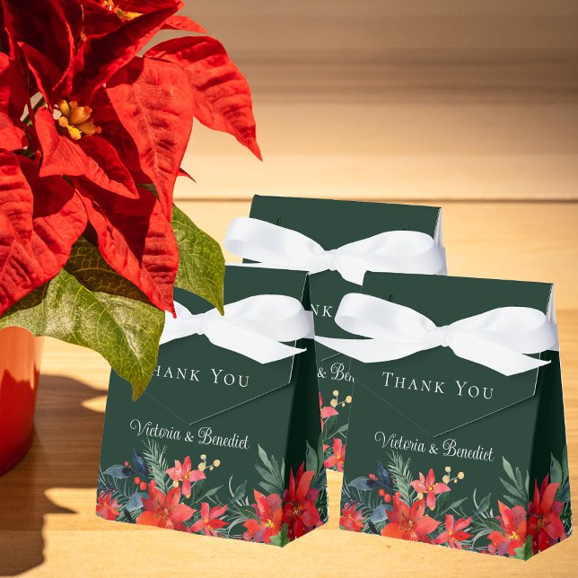 Caja Para Regalos Elegantes Navidades Poinsettia Green Floral Boda (Subido por el creador)
