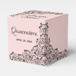 Caja Para Regalos Elegantes negras nadando en la quinceañera rosa Ru