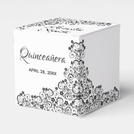 Caja Para Regalos Elegantes negras y flores Quinceañera