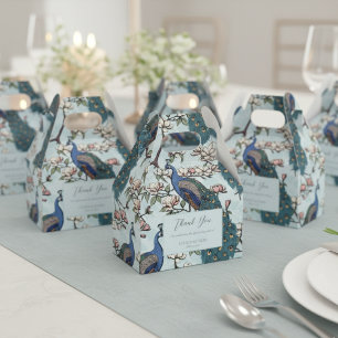 Caja Para Regalos Elegantes pavos reales azules y flores azules