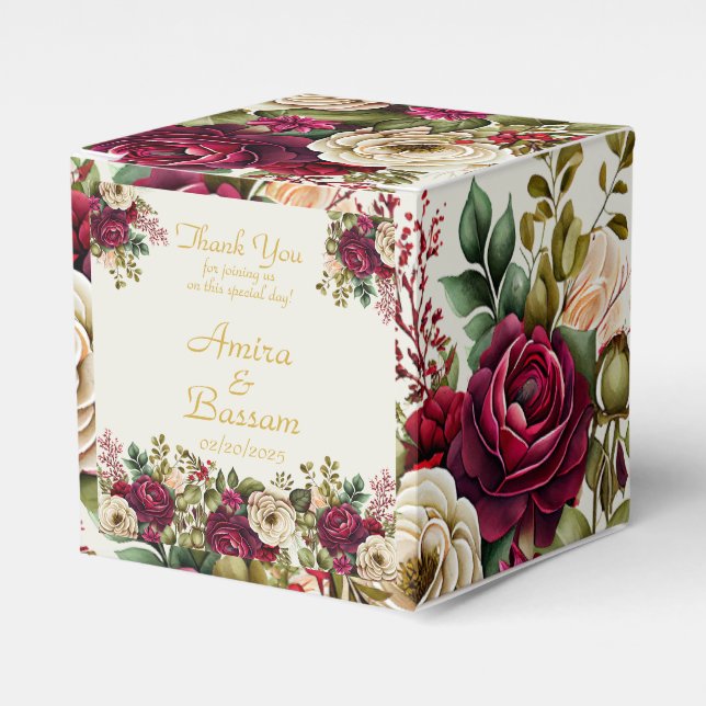 Caja Para Regalos Elegantes Rosas florales Boda islámico (Costado Anverso)
