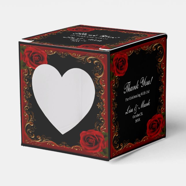 Caja Para Regalos Elegantes rosas rojas Gótico (Anverso)