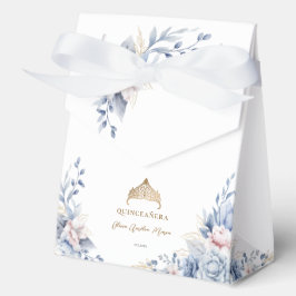 Caja Para Regalos Elegantes rosas Tiara Gold Blue Quinceañera