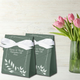 Caja Para Regalos Elegantes y románticas hojas verdes