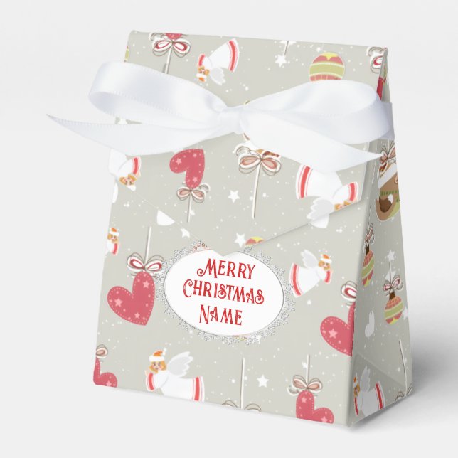 Caja Para Regalos Elementos de Navidad Ángeles Pajaritos (Front Side)