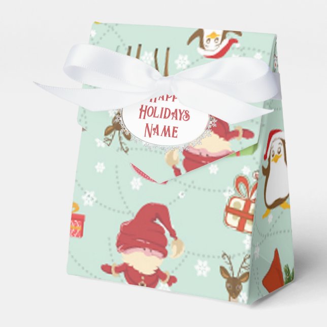 Caja Para Regalos Elementos de Navidad Reno Elfos (Front Side)