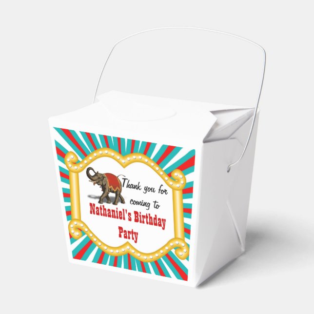 Caja Para Regalos Elephant Circus Frame Niños Fiesta de cumpleaños (Front Side)