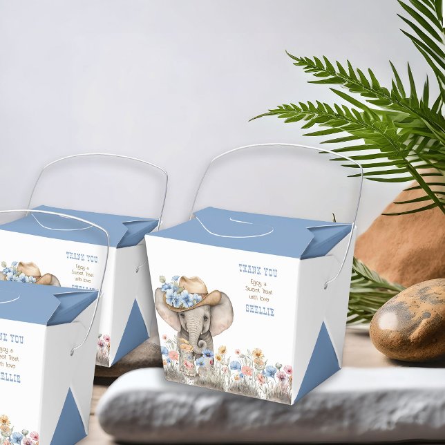 Caja Para Regalos Elephant Cowboy Western Boho Wildflower (Favor Boxes from the Boho Elephant Baby Shower Collection by Darling & May)