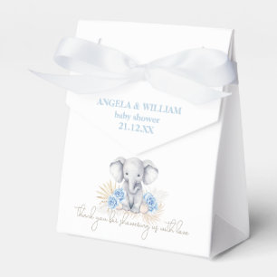 Caja Para Regalos Elephant Safari Boho Blue Gracias Baby Shower