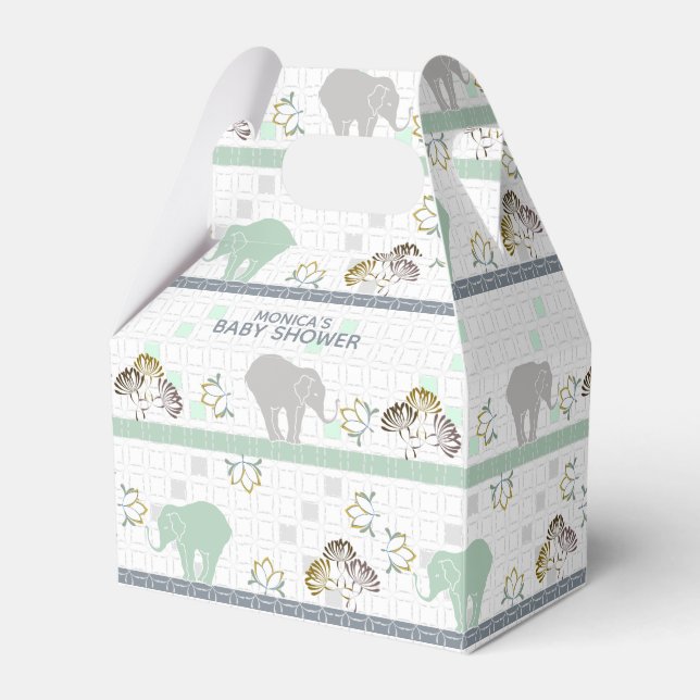 Caja Para Regalos Elephant Safari Green | BABY SHOWER (Front Side)